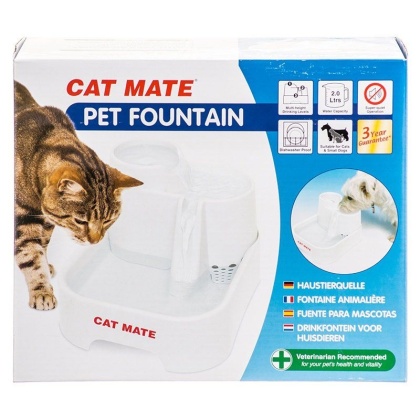 Cat Mate Pet Fountain - White - 10.5in.L x 6.8in.W x 8.8in.H (70 Ounces)