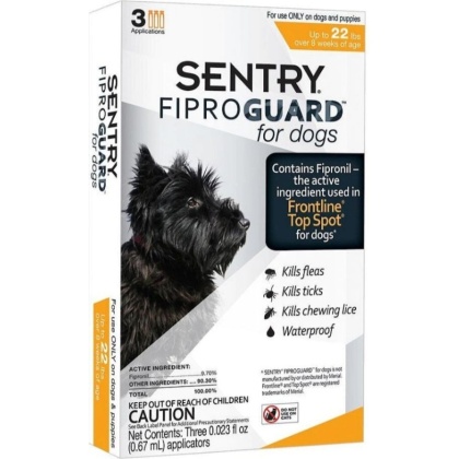 Sentry FiproGuard for Dogs - Dogs up to 22 lbs (3 Doses)