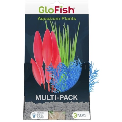 Tetra GloFish Aquarium Plant Multi-Pack Green, Blue, and Orange - 3 count