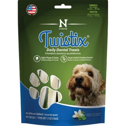 Twistix Wheat Free Dental Dog Treats - Vanilla Mint Flavor - Small - For Dogs 10-30 lbs - (5.5 oz)
