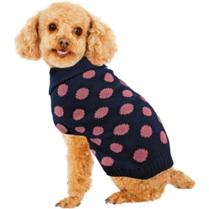 Fashion Pet Contrast Dot Dog Sweater Pink - Small