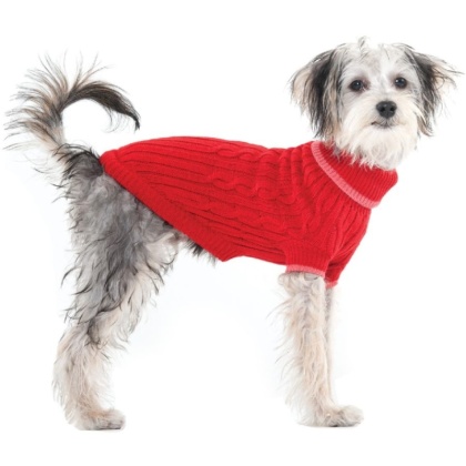 Fashion Pet Cable Knit Dog Sweater - Red - XX-Large (29