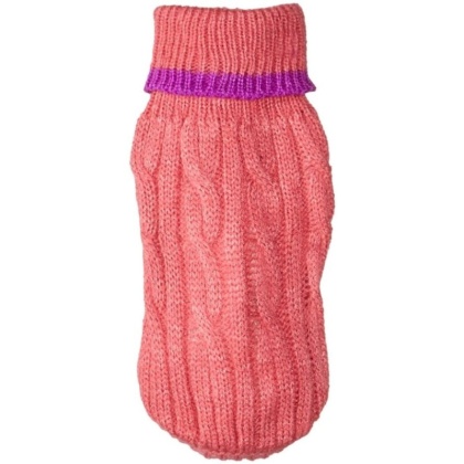 Fashion Pet Cable Knit Dog Sweater - Pink - Small (10\