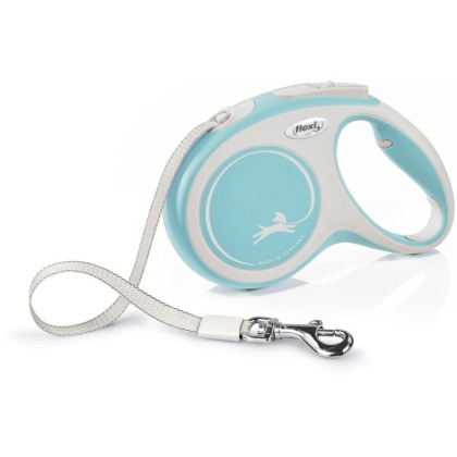 Flexi New Comfort Retractable Tape Leash - Blue - Medium - 16\' Tape (Pets up to 55 lbs)