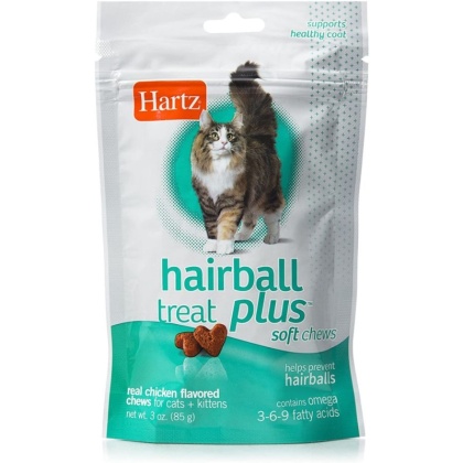 Hartz Hairball Remedy Plus Cat & Kitten Soft Chews - Savory Chicken Flavor - 3 oz