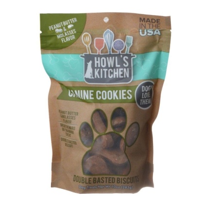 Howl\'s Kitchen Canine Cookies Double Basted Biscuits - Peanut Butter & Molasses Flavor - 10 oz
