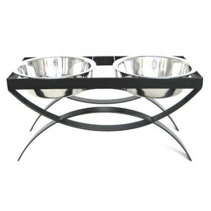 SeeSaw Double Elevated Dog Bowl - Small/Black