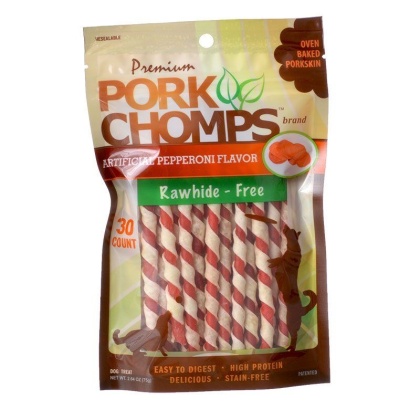 Pork Chomps Twistz Pork Chews - Pepperoni Flavor - Mini Twists - 30 Count