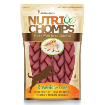 Premium Nutri Chomps Chicken Flavor Braids - 4 Count