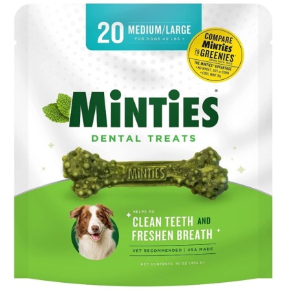 Sergeants Minties Dental Treats for Dogs Medium Large - 20 count