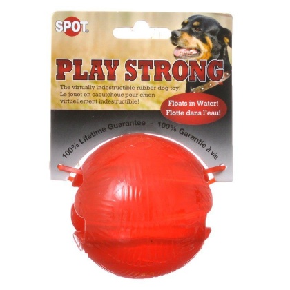 Spot Play Strong Rubber Ball Dog Toy - Red - 3.25