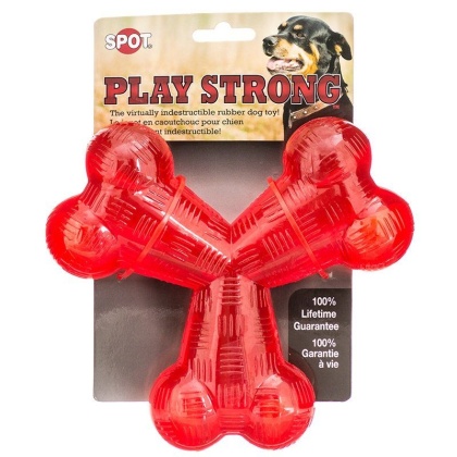 Spot Play Strong Rubber Trident Dog Toy - Red - 6\